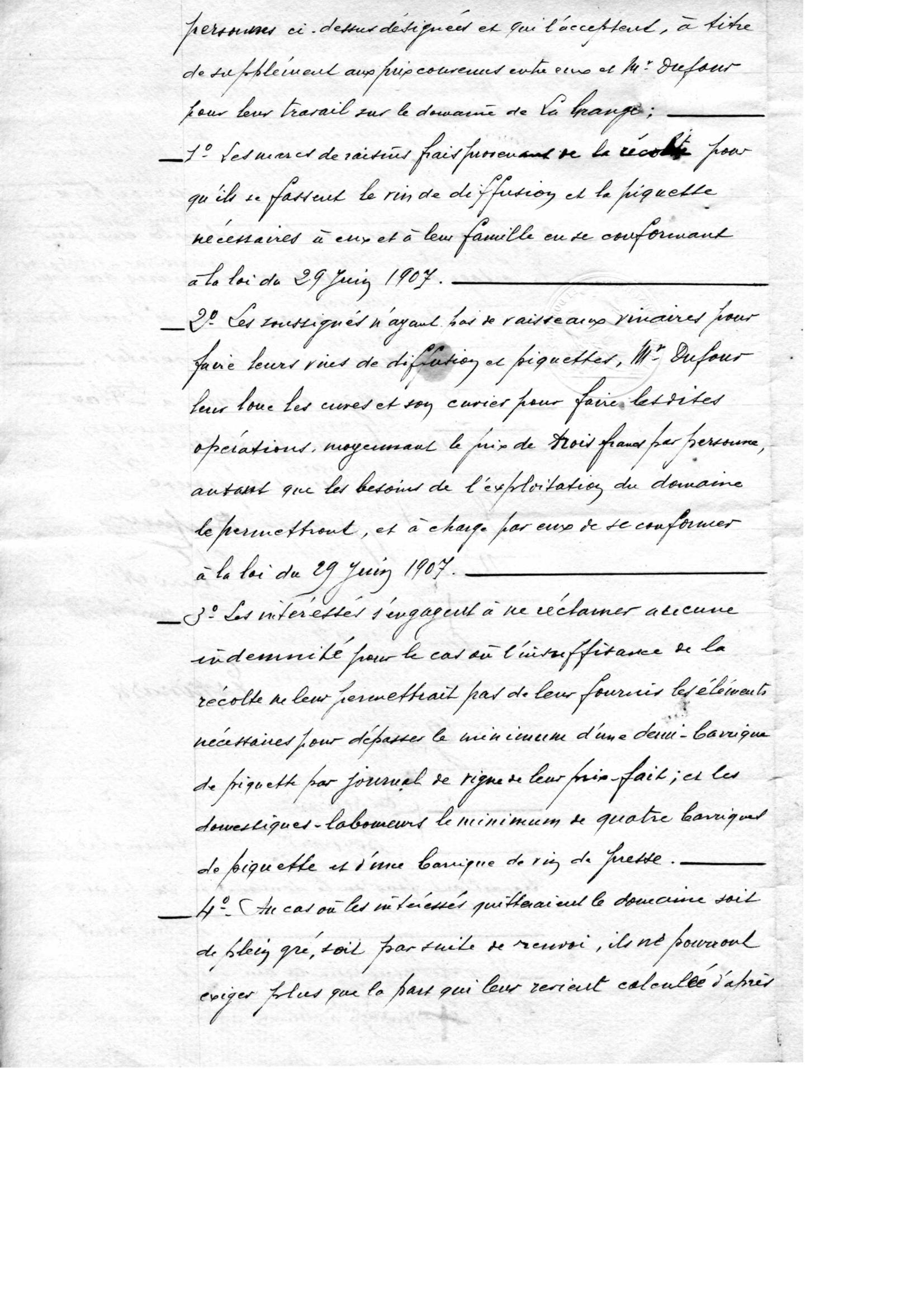 Contrat de piquette 1907 — page 2