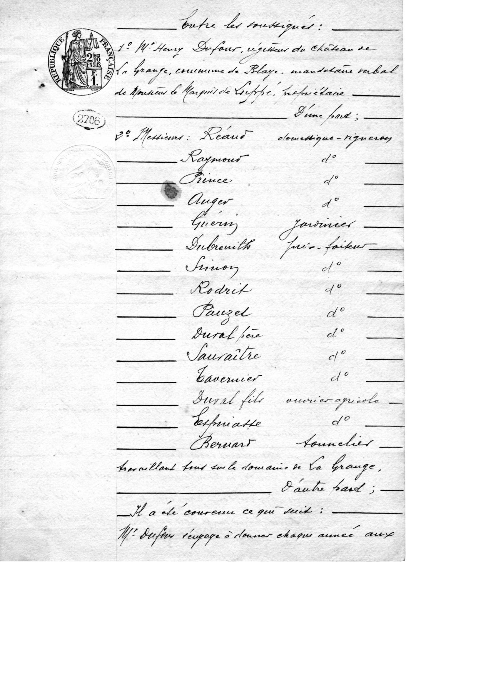 Contrat de piquette 1907 — page 1