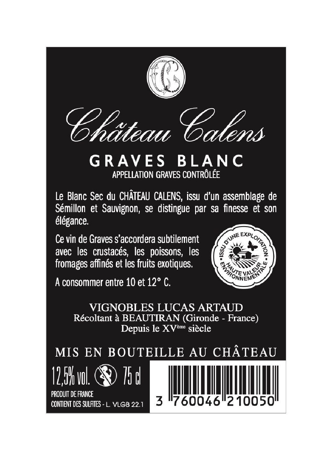 Château Calens - Graves Blanc sec 2023 – Image 2