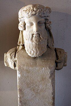 Buste de Dionysos dans le temple de Liber Pater du forum, Ier siècle après J.-C. Collections du Museo archeologico…