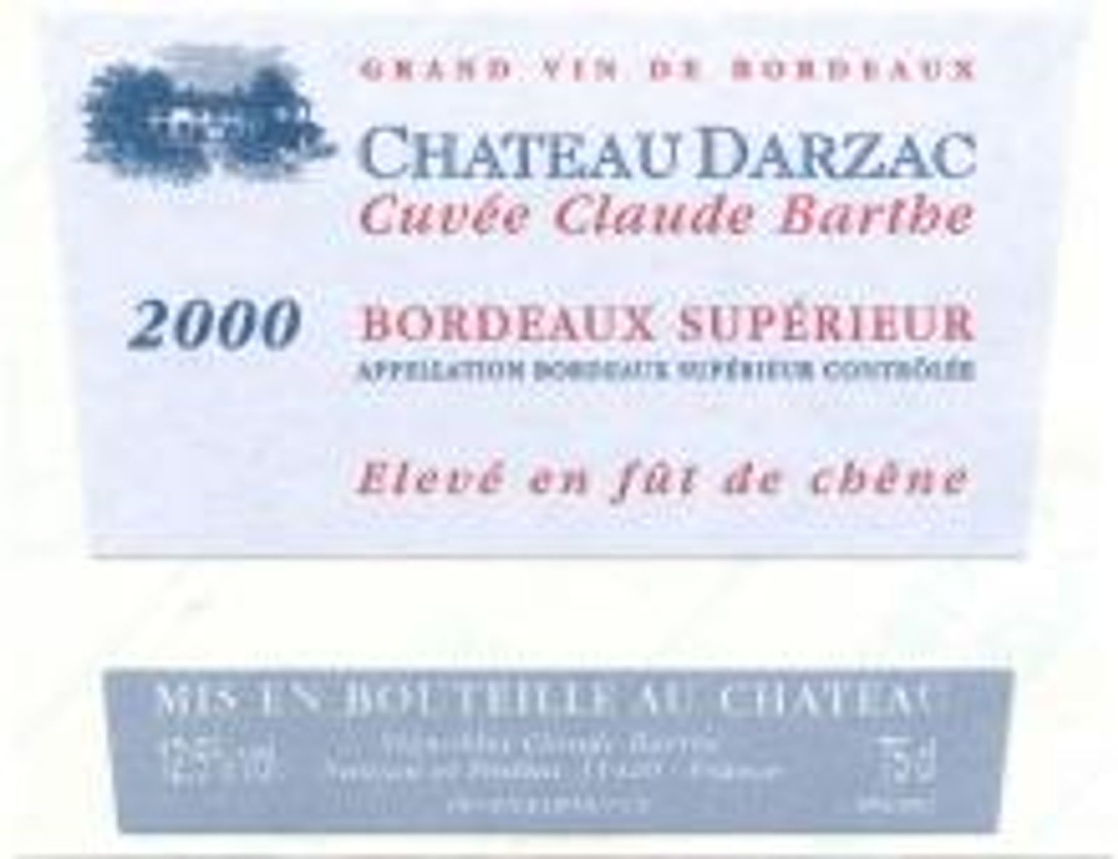 Cuvée CLAUDE BARTHE 2000 vieilli en fûts de chêne