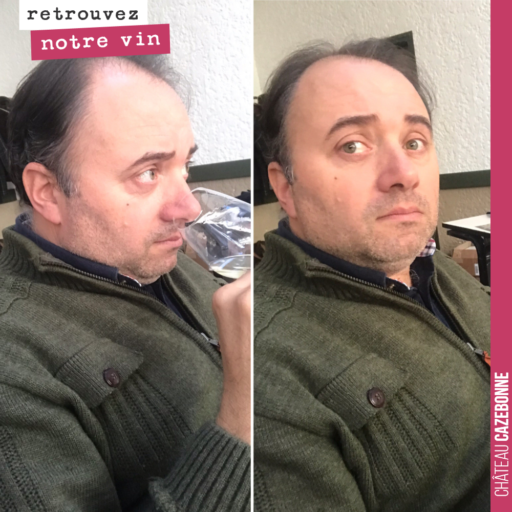David looks bewildered by the complexity of this white wine, which he has just tasted at the Rencontre des cépages modestes.
Captured in the moment.
