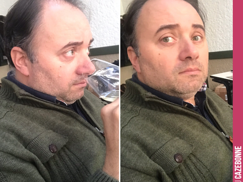 David looks bewildered by the complexity of this white wine, which he has just tasted at the Rencontre des cépages modestes.
Captured in the moment.