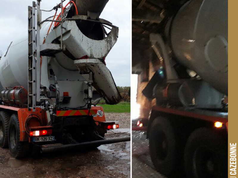 We have poured the concrete screed in our future storage and ageing cellar.
The concrete mixer truck just squeezed under the gate. Phew.
Now we'll have to wait 3 weeks for it to dry.
...