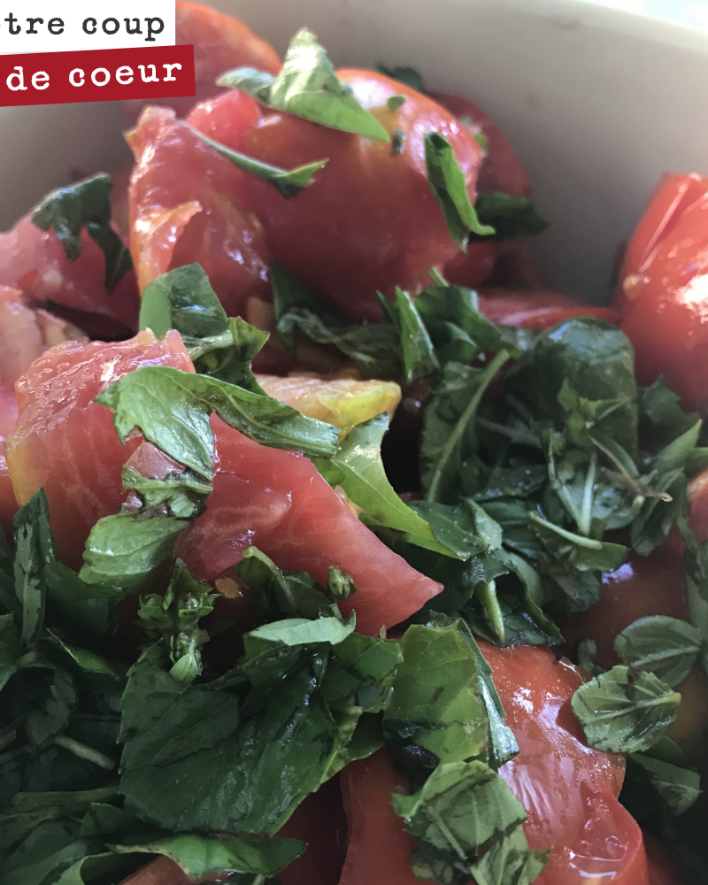Dernière salade de tomate pleine terre.
Un mets de roi !