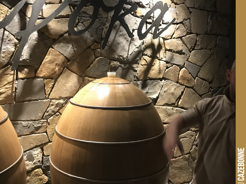 The oak egg, the invention of a Slovenian cooper, tested here for a prestigious cuvée (Opoka) from Marjan Simcic.