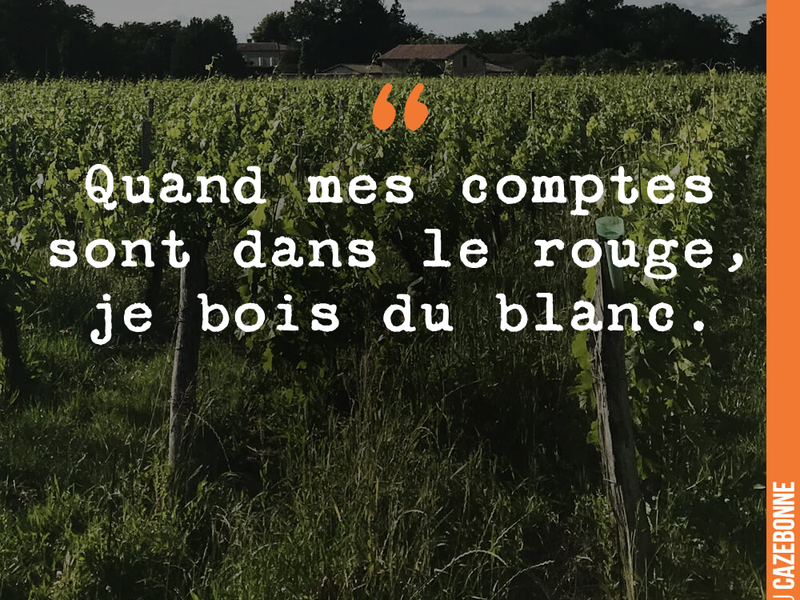 Quand mes comptes sont dans le rouge, je bois du blanc