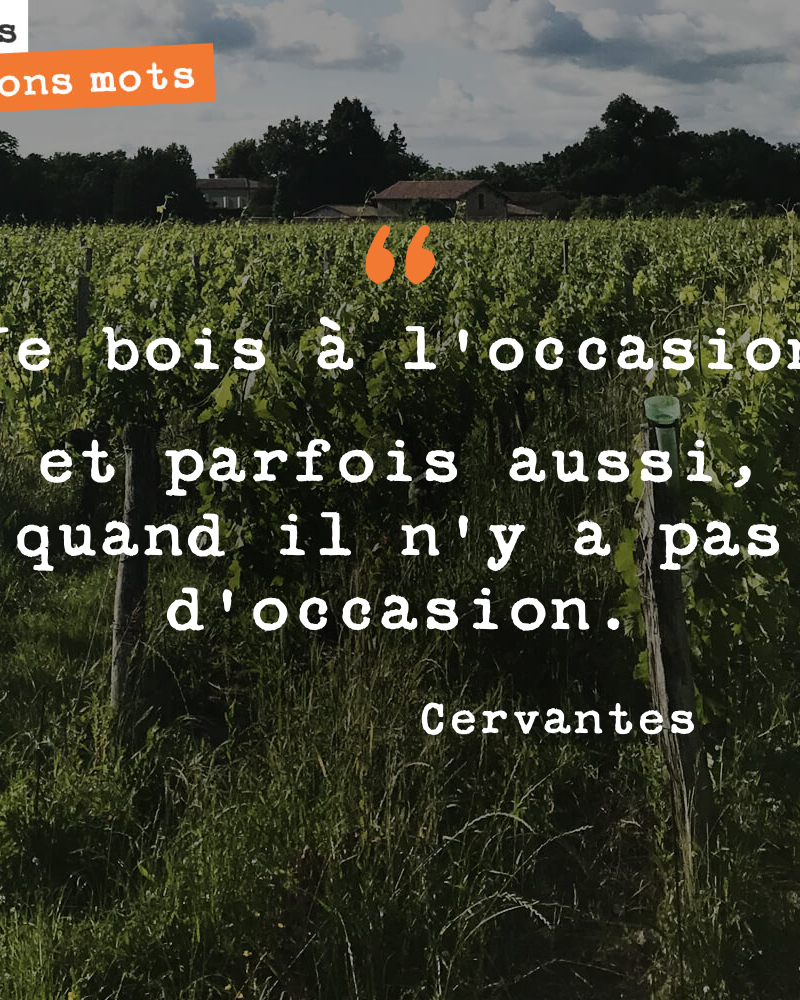 Je bois à l'occasion et parfois aussi, quand il n'y a pas d'occasion.