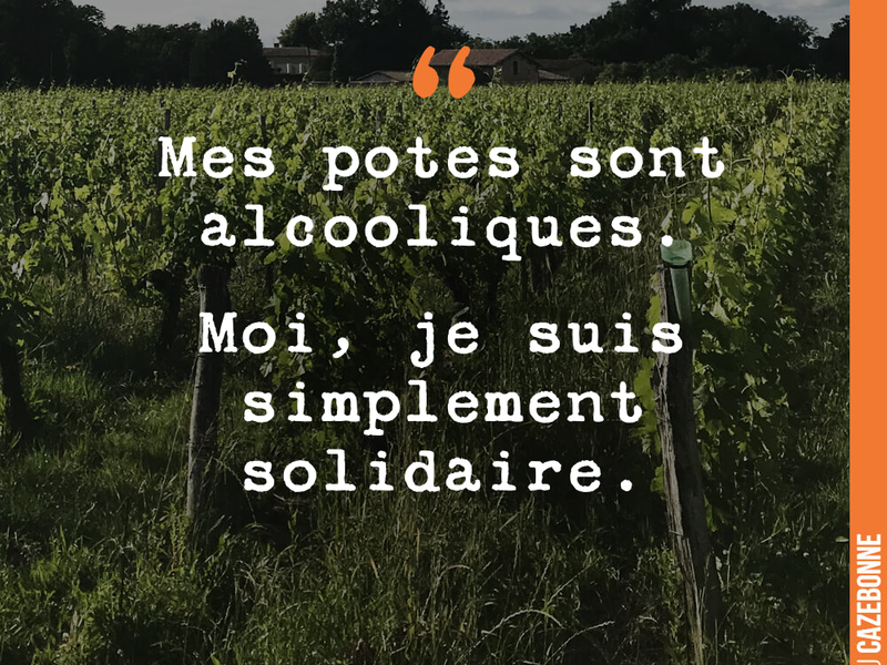 Mes potes sont alcooliques. Moi, je suis simplement solidaire.