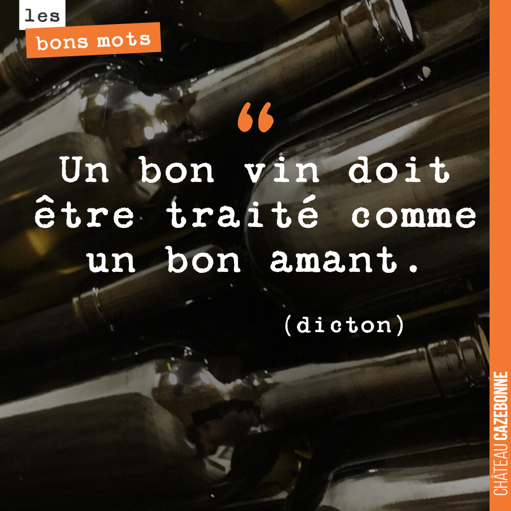 Un bon vin doit être traité comme un bon amant.