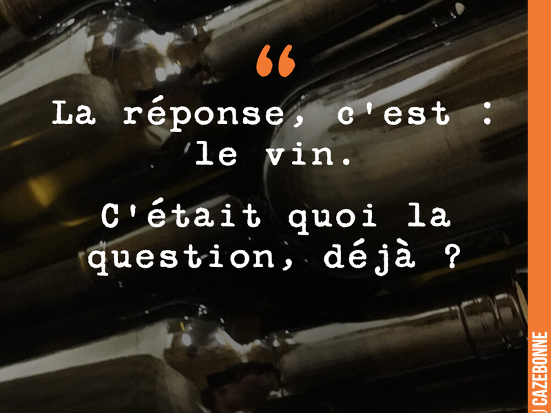 La réponse, c'est : le vin. C'était quoi la question, déjà ?