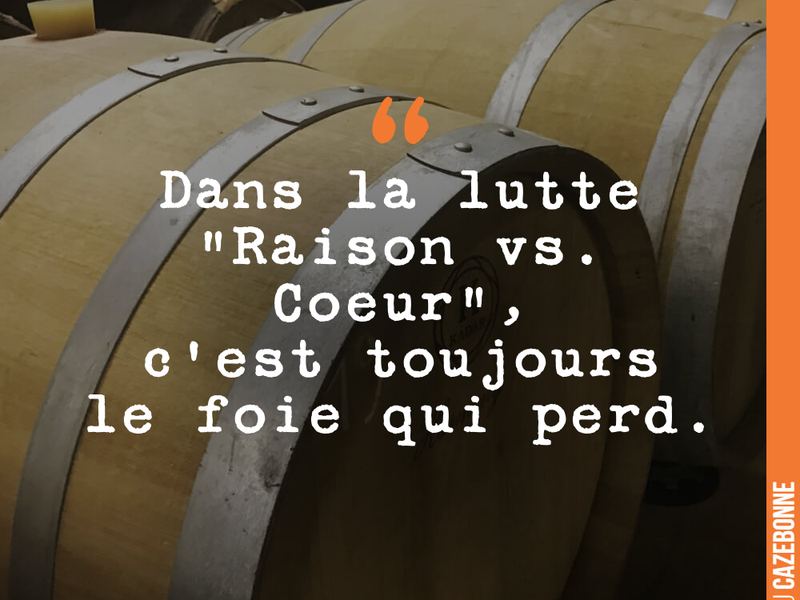 Dans la lutte "Raison vs. Coeur", c'est toujours le foie qui perd.