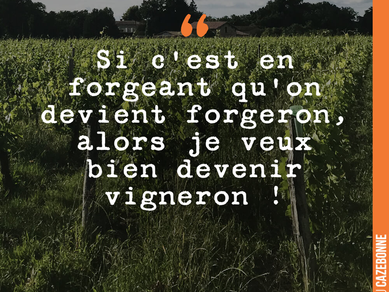 Si c'est en forgeant qu'on devient forgeron, alors je veux bien devenir vigneron !