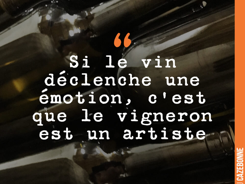 Si le vin déclenche une émotion, c'est que le vigneron est un artiste