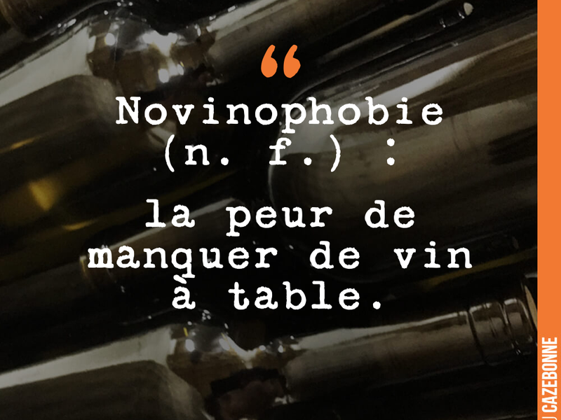 Novinophobie (n. f.) : la peur de manquer de vin à table