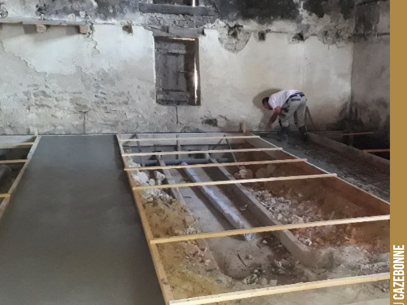Better late than never, work in our amphora ageing cellar is progressing. We have poured concrete walkways on which the amphorae will be placed. Between the walkways, beaten earth and s...