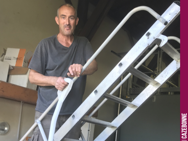 We continue introducing the team who helped us harvest this 2019 vintage.
Here is Bruno emptying a harvest bin.