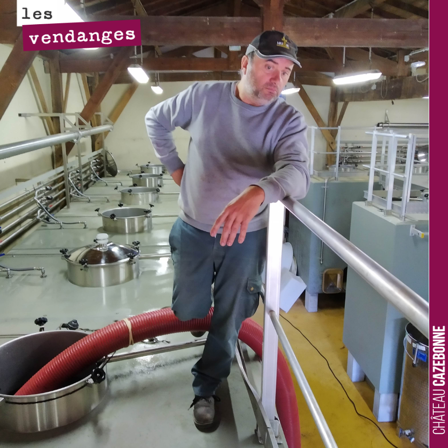 David in action, filling a vat.