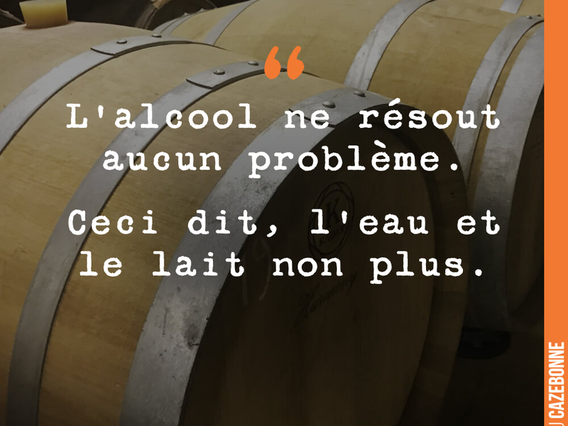 L'alcool ne résout aucun problème. Ceci dit, l'eau et le lait non plus.