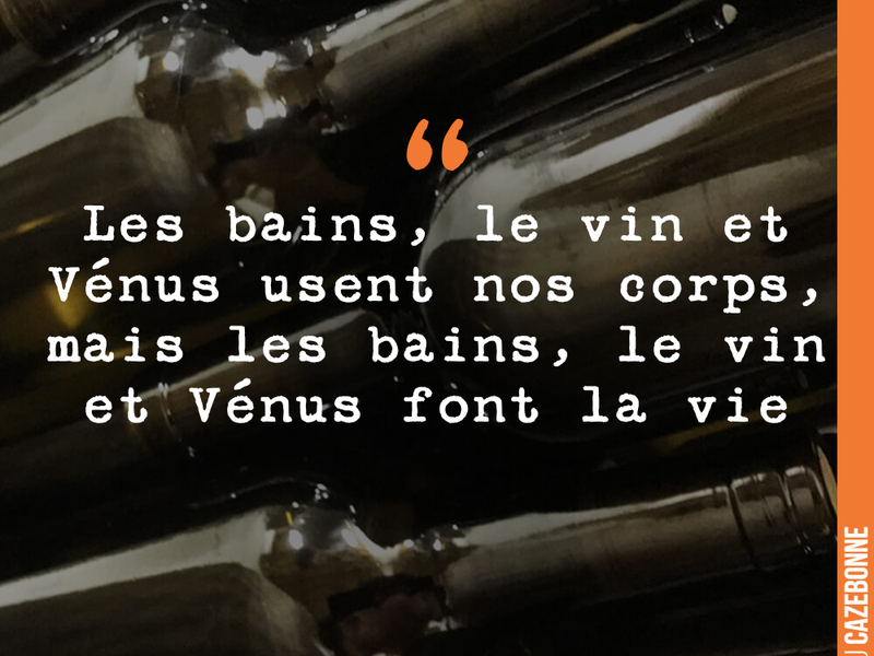 Les bains, le vin et Vénus usent nos corps, mais les bains, le vin et Vénus font la vie