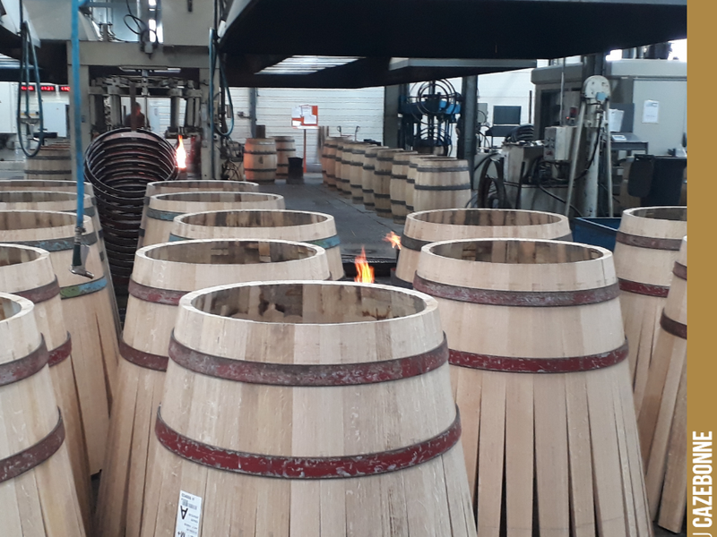 Barrels ready for toasting at the Radoux cooperage.