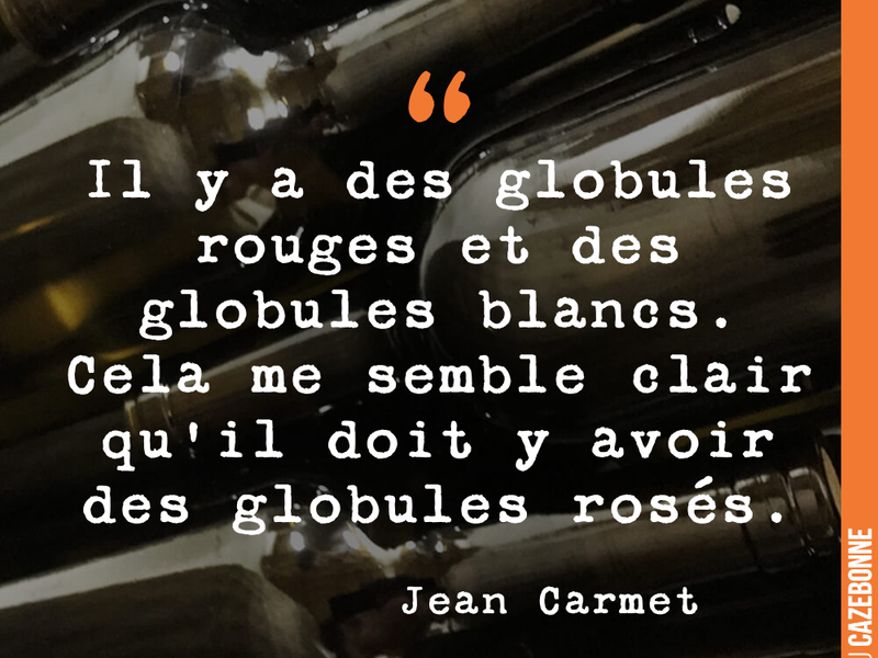 Il y a des globules rouges et des globules blancs. Cela me semble clair qu'il doit y avoir des globules rosés.
