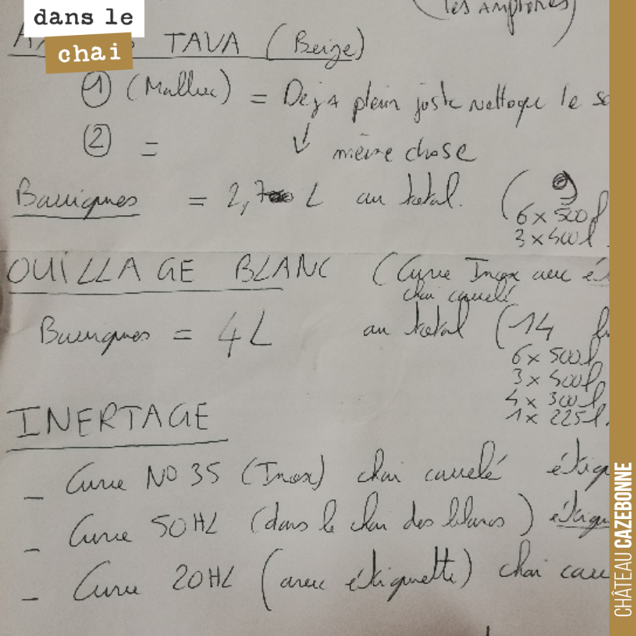 Wine ageing is hard work. You have to ensure that the vessels (amphorae and barrels) remain constantly full. So, we top up...
An operation that involves refilling them.
The word...