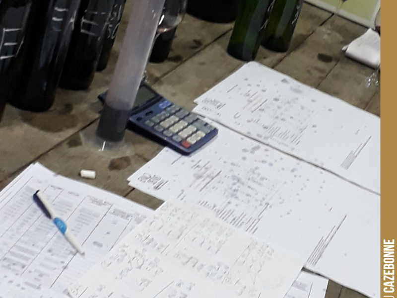 Tasting of all the batches and clever calculations to see how to blend ahead of our late June bottlings.
We are going to bottle the cuvée Entre amis rouge 2019.
As for the whites...