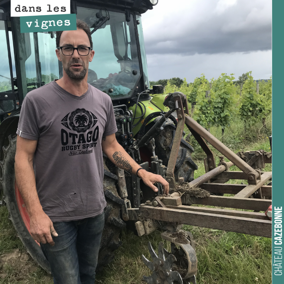 Aurélien at work weeding with Kress finger weeders and clod-breaking discs.