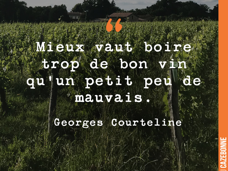 Mieux vaut boire trop de bon vin qu'un petit peu de mauvais.