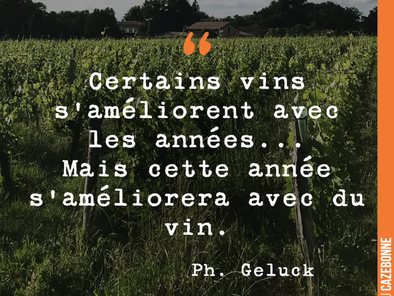 Certains vins s'améliorent avec les années... Mais cette année s'améliorera avec du vin.