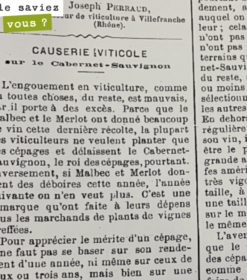 Michel Elie m'a fait parvenir un texte rédigé par son arrière grand-père Jean Elie, en 1897, en pleine période de reconstitution du vignoble, suite aux attaques du phylloxéra.  Jean Elie était viti...