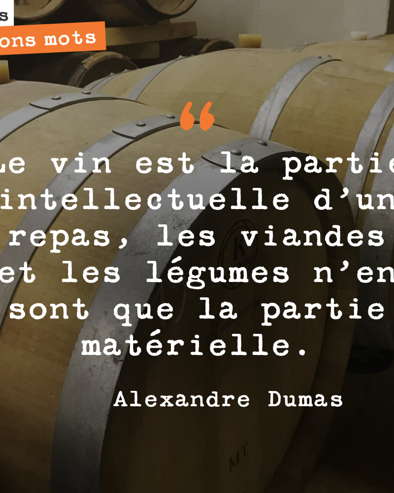 Le vin est la partie intellectuelle d'un repas, les viandes et les légumes n'en sont que la partie matérielle.