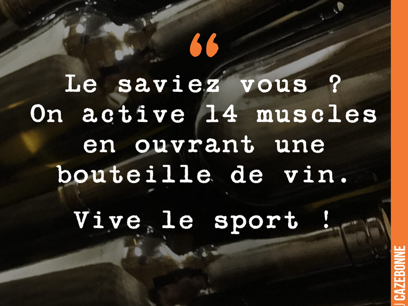 Le saviez vous ? On active 14 muscles en ouvrant une bouteille de vin. Vive le sport !